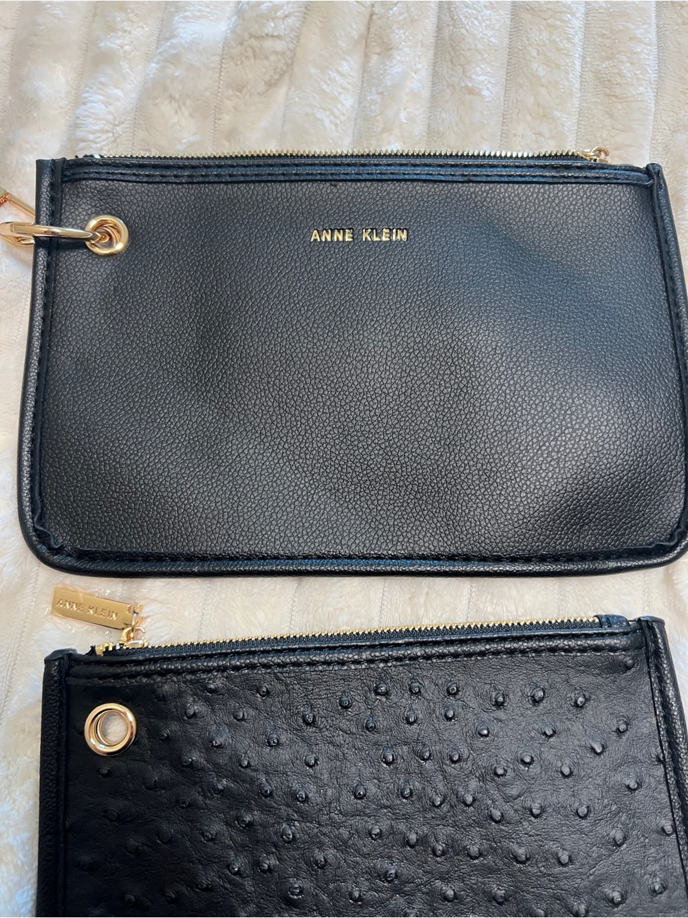 Anne Klein Black Leather like Wristlet Trio - 3-Piece Pouch Set - Picture 5 of 10
